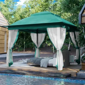 11'X11' Pop up Gazebo for Patios Gazebo Canopy Tent with Sidewalls Outdoor Gazebo with Mosquito Netting Pop up Canopy Shelter Wedding Tent (Green)