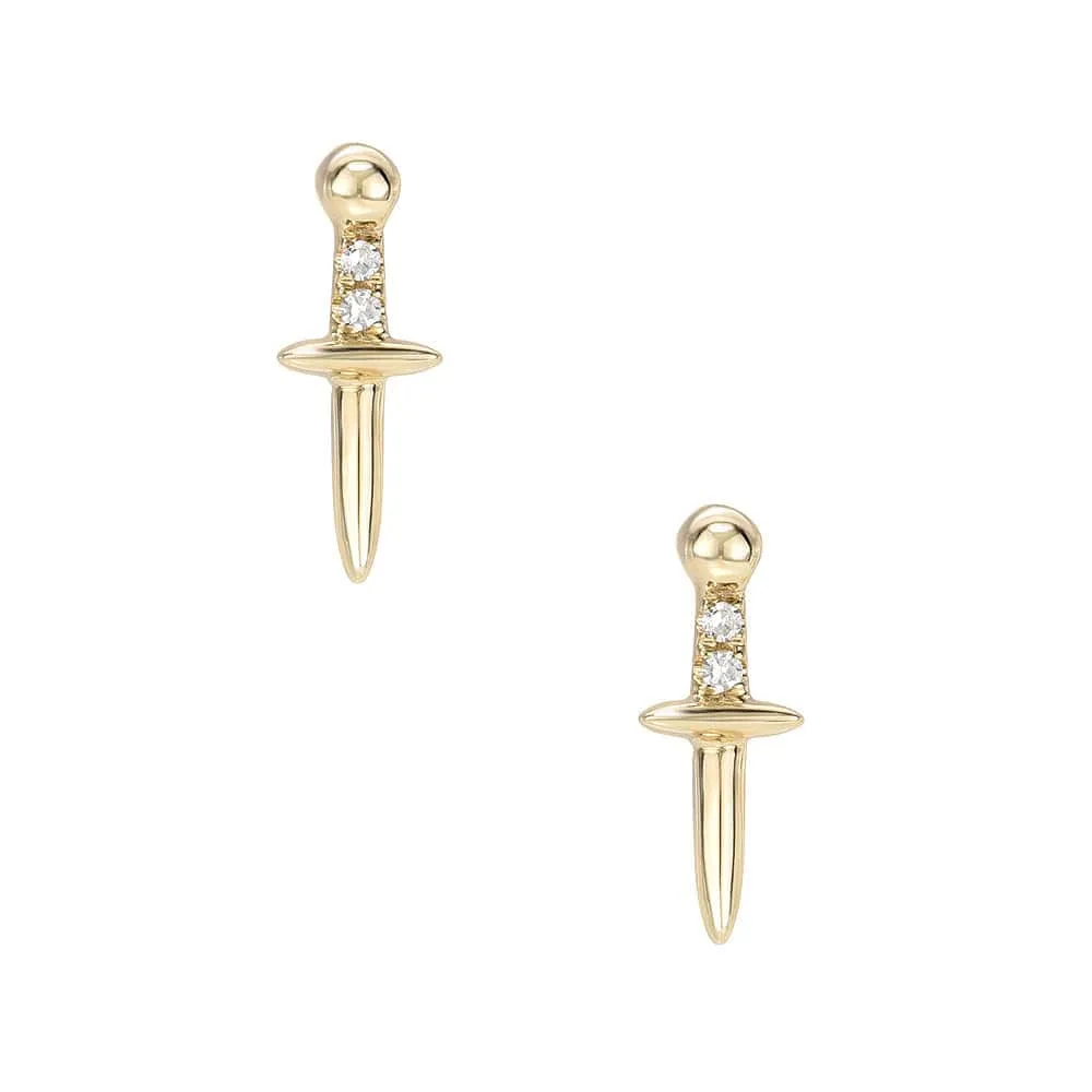 14k Petite Dagger Post Earrings