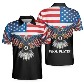 3D All Over Print Billiards American Eagle Golf Polo Shirt For Men - Gifts For Golfers Men