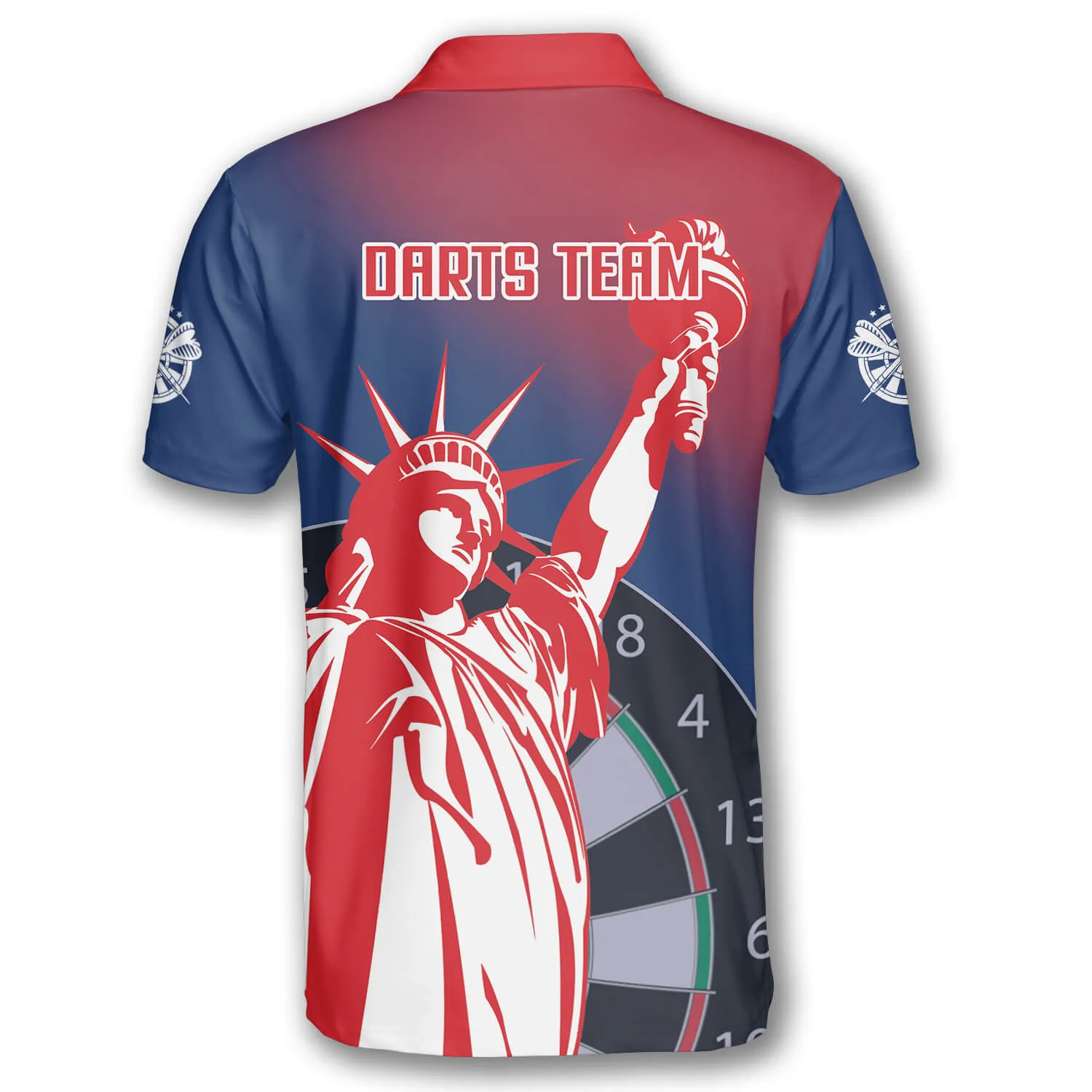 3D All Over Print Darts Statue of Liberty Custom Polo Shirts for Men