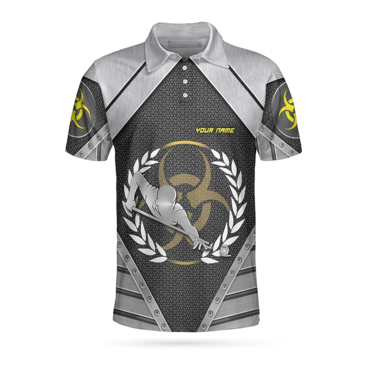 3D All Over Print Silver Billiards Custom Polo Shirt, Billiards Polo Shirt, Custom Gift For Billiards Player