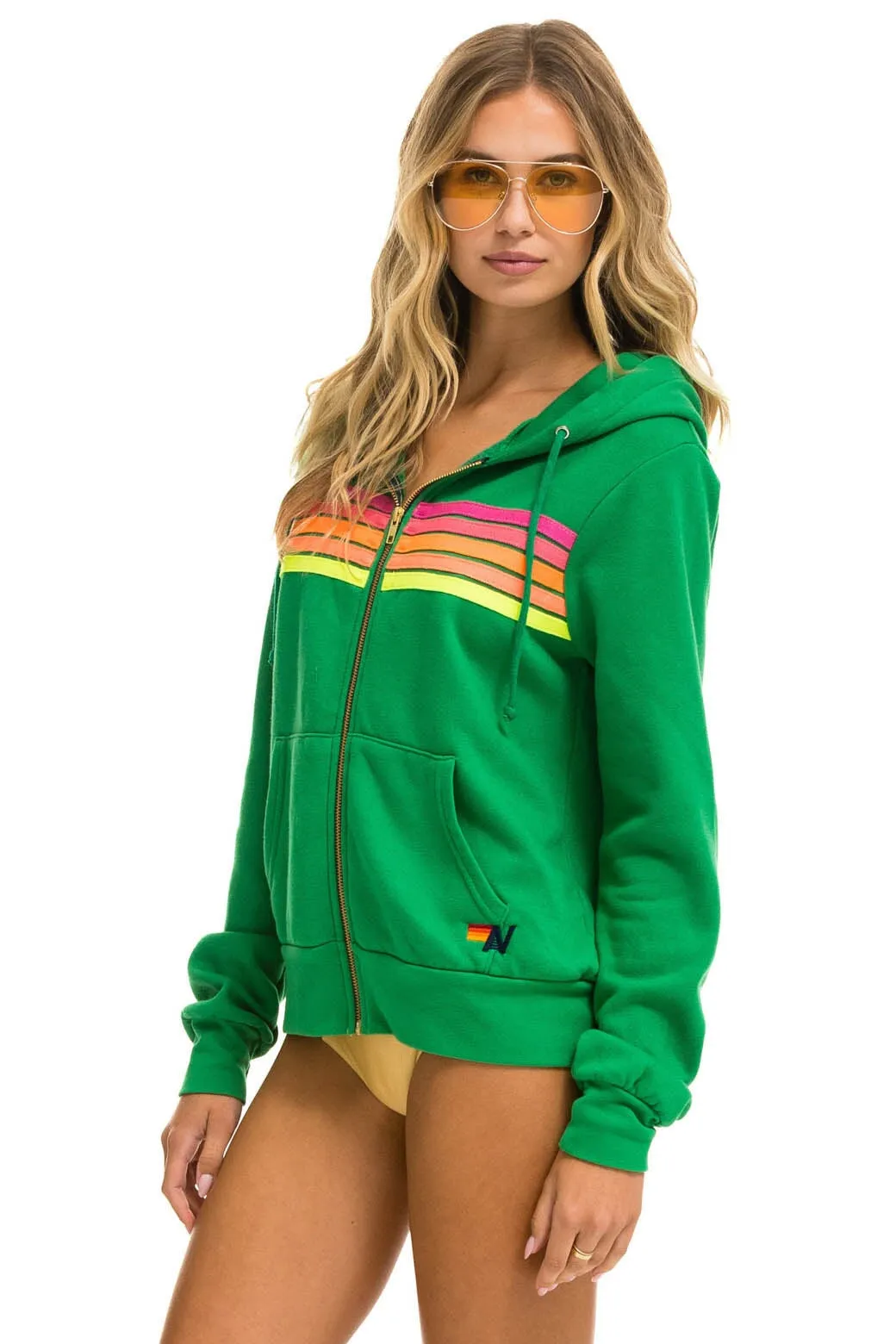 5 STRIPE HOODIE - KELLY GREEN // NEON PINK // YELLOW