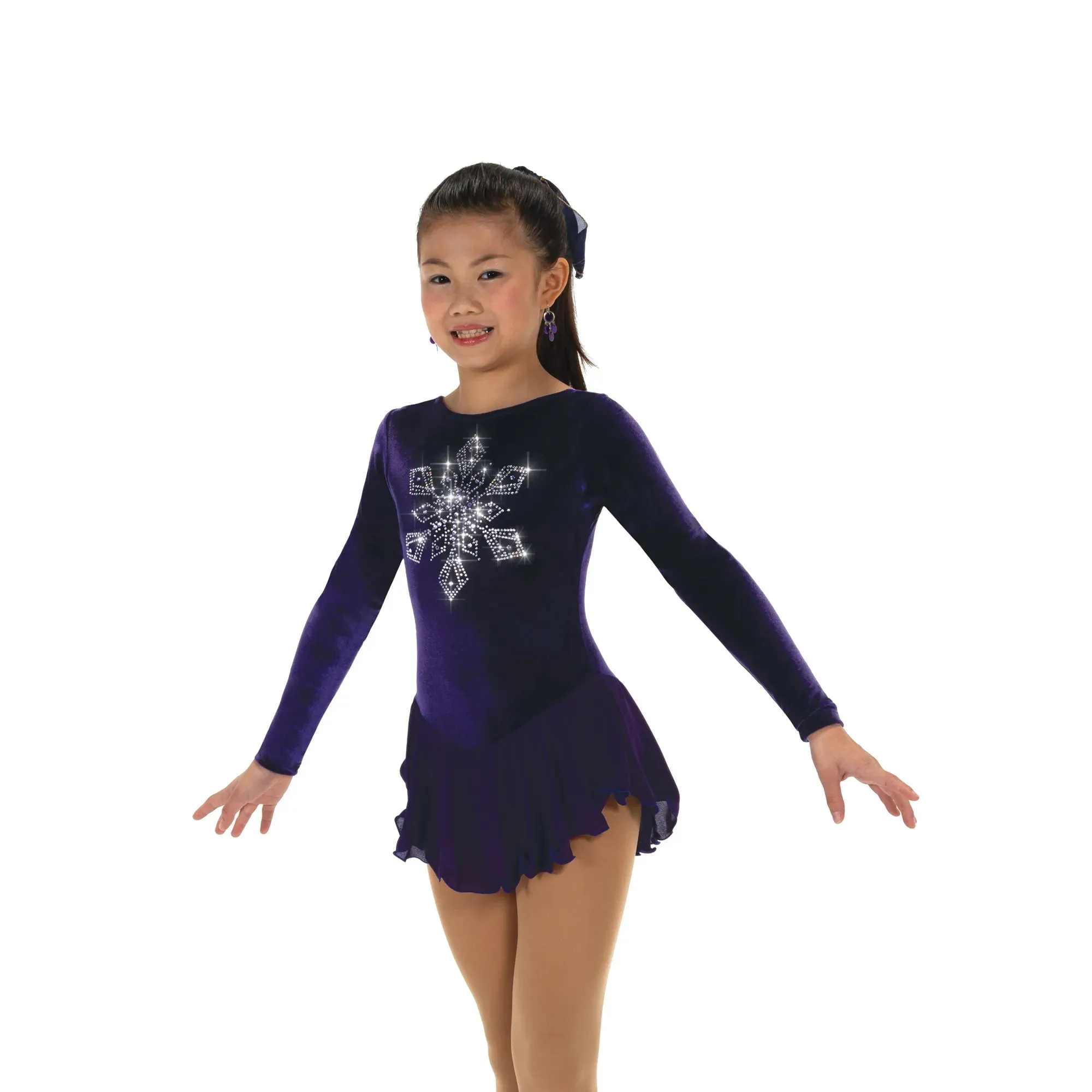 601 Figure Skating Single Snowflake Dress - Sky Blue or Dark Purple