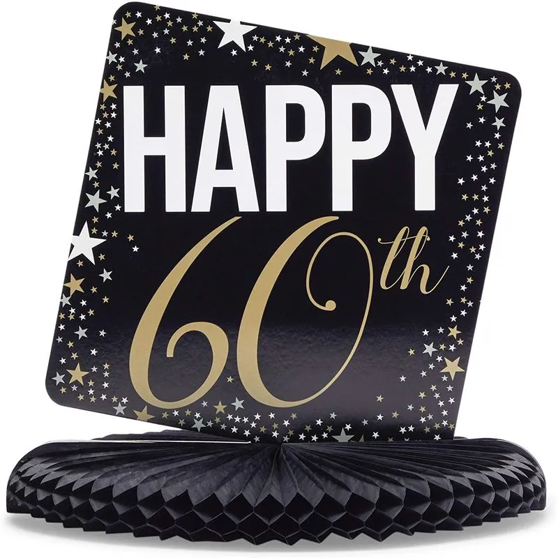 60th Birthday Party Honeycomb Centerpiece Decoration (12 x 11 In, 6 Pack)