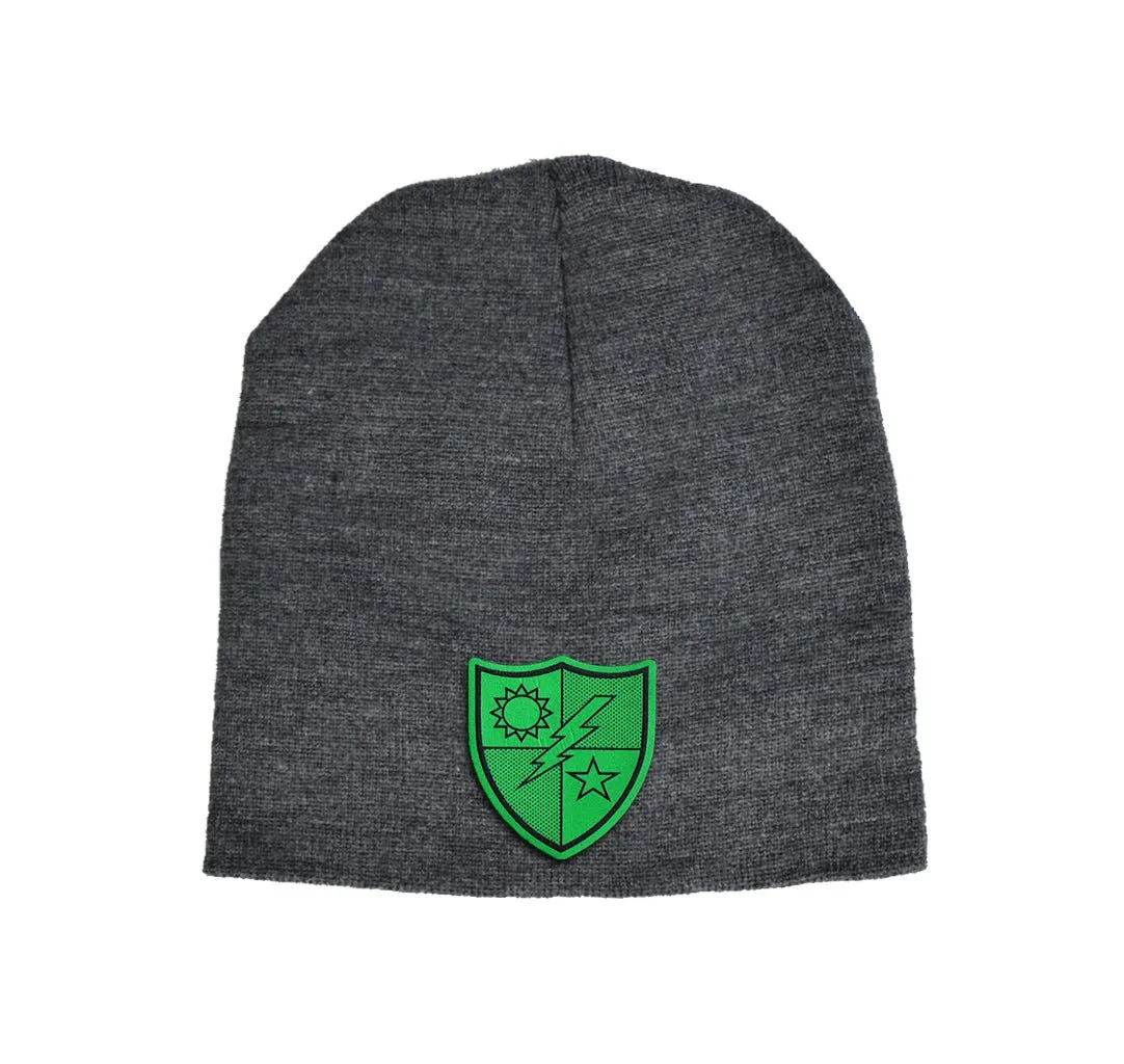 75th DUI Green Leather Beanie