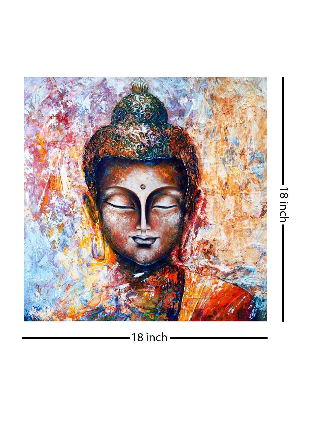 999STORE Wooden Stretched Framed Lord Gautam Buddha Paintings for Living Room | Home Religious Wall Canvas for Bed Décor | Modern Stylish Hanging | Canvas 24X24 Inches Stretched Canvas