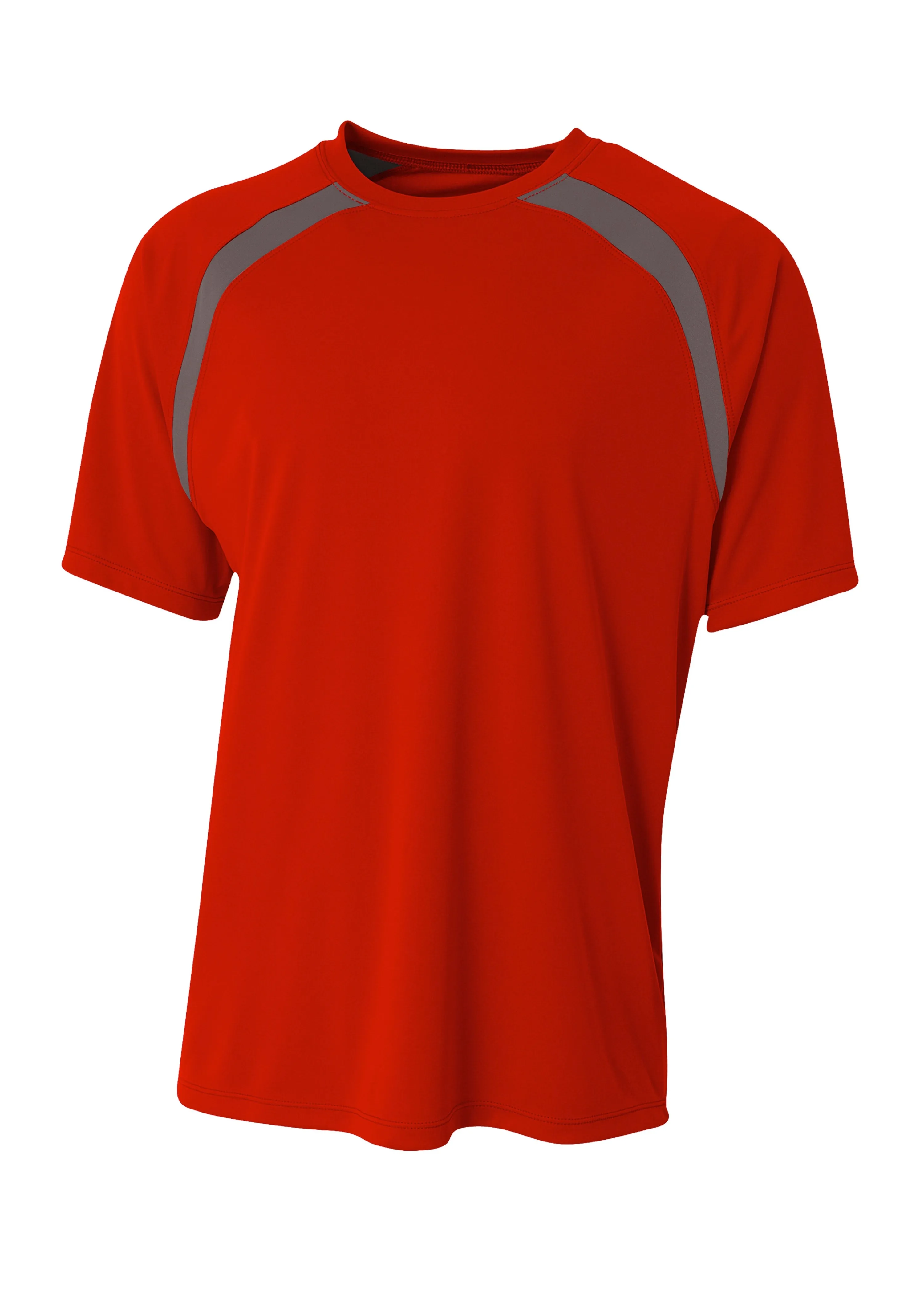 A4 Mens Spartan Short Sleeve Color Block Crew