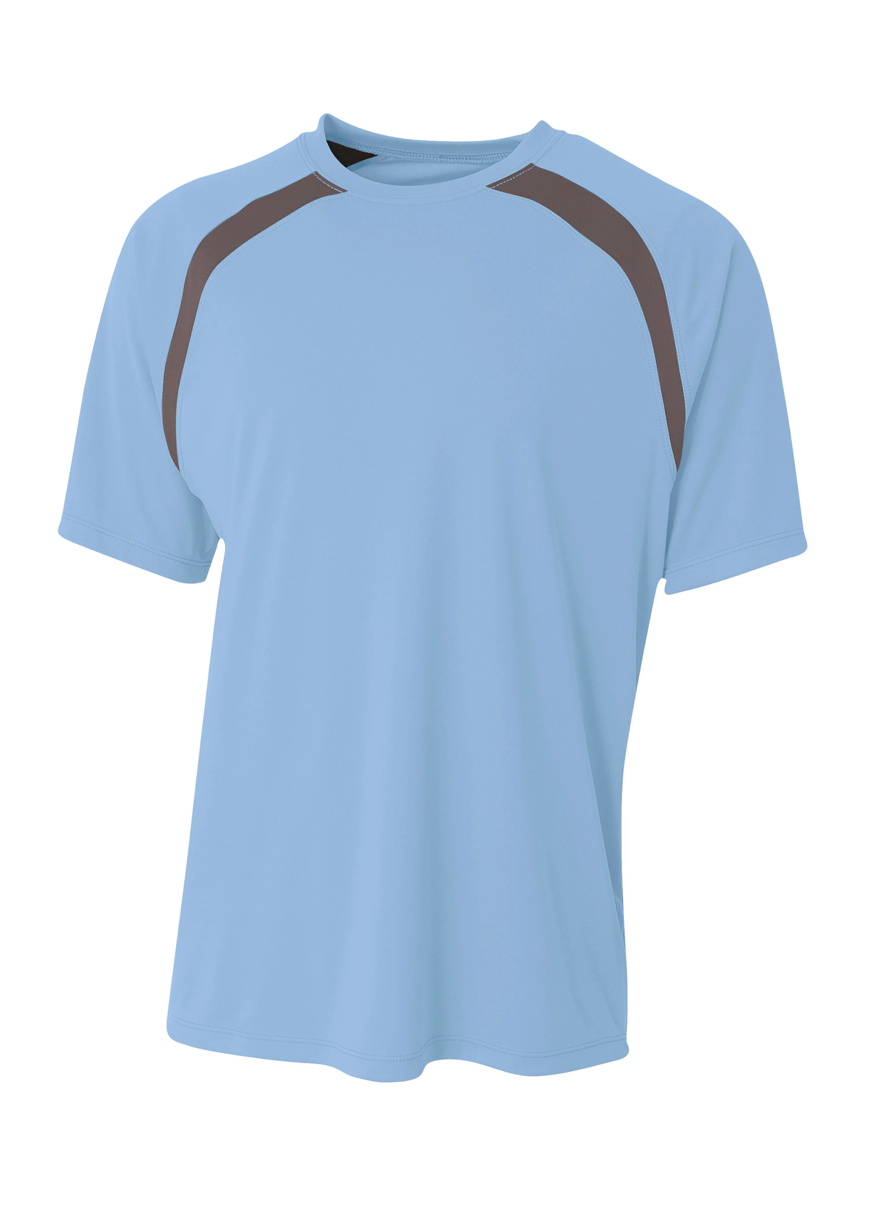 A4 Mens Spartan Short Sleeve Color Block Crew