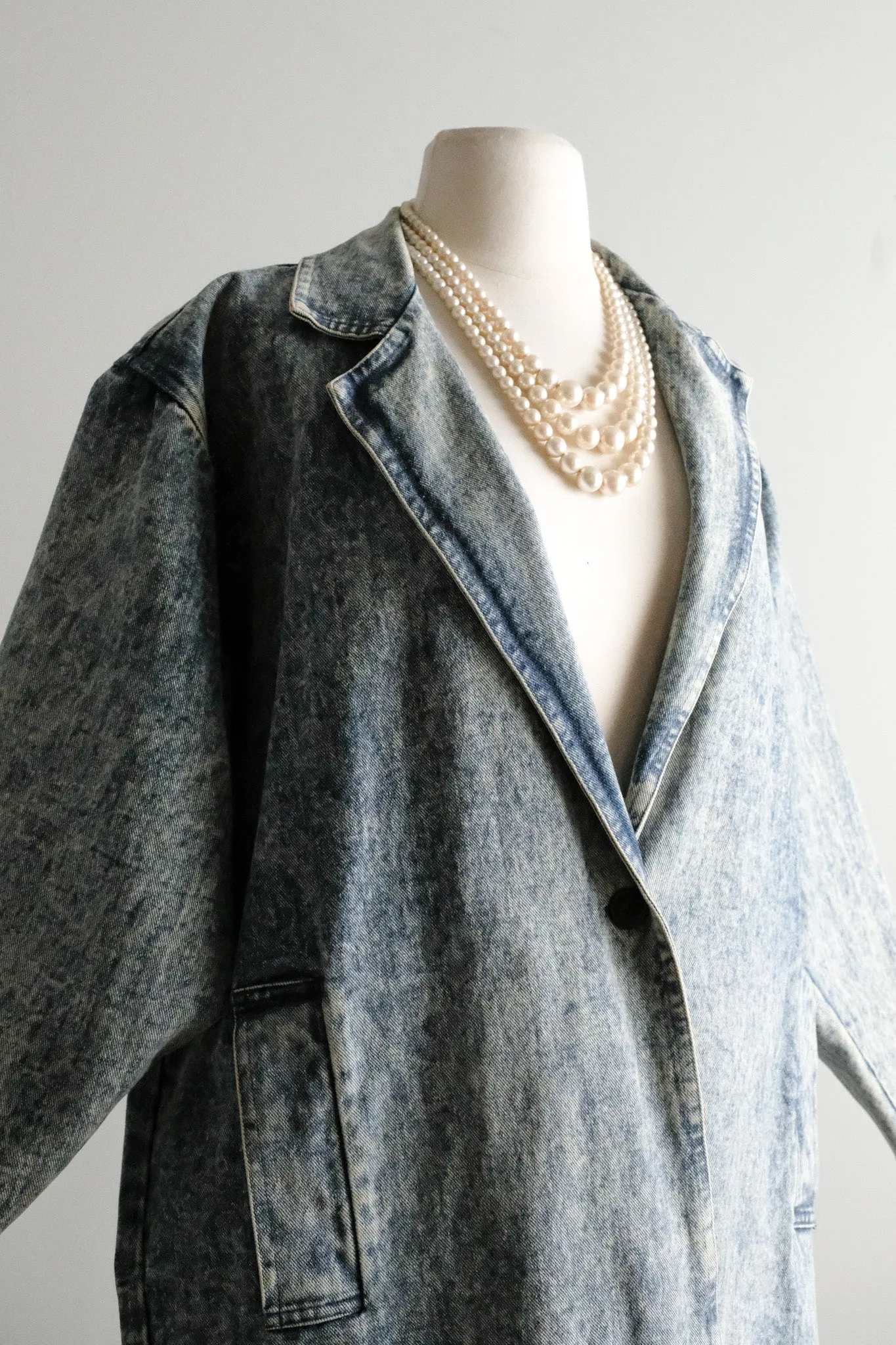 ACID WASH 1980's On the Verge Denim Duster / Sz M