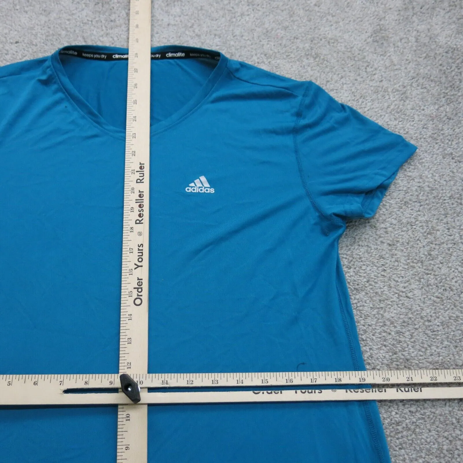 Adidas Climalite Womens Crew Neck T Shirt Top Short Sleeves Logo Blue Size Large