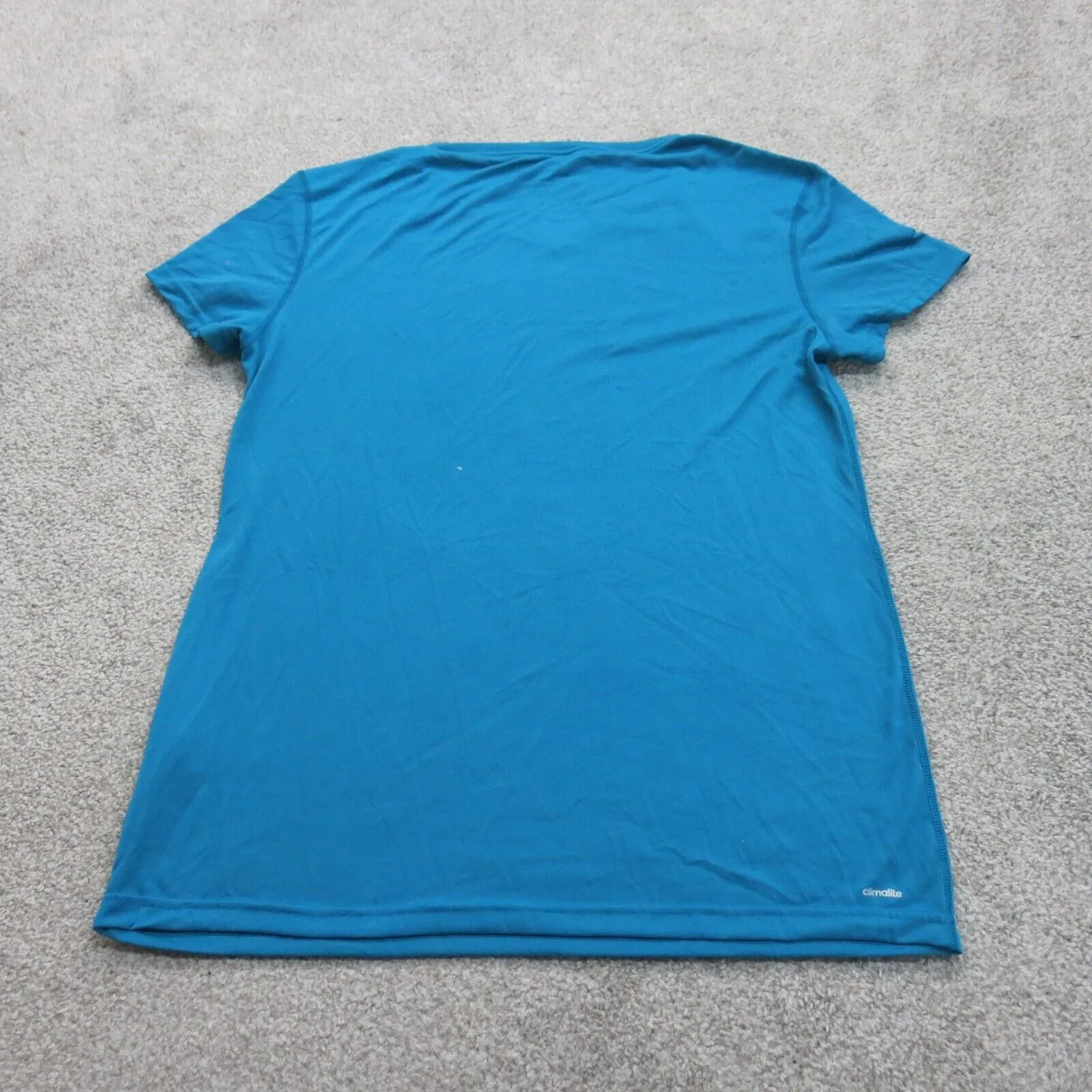 Adidas Climalite Womens Crew Neck T Shirt Top Short Sleeves Logo Blue Size Large