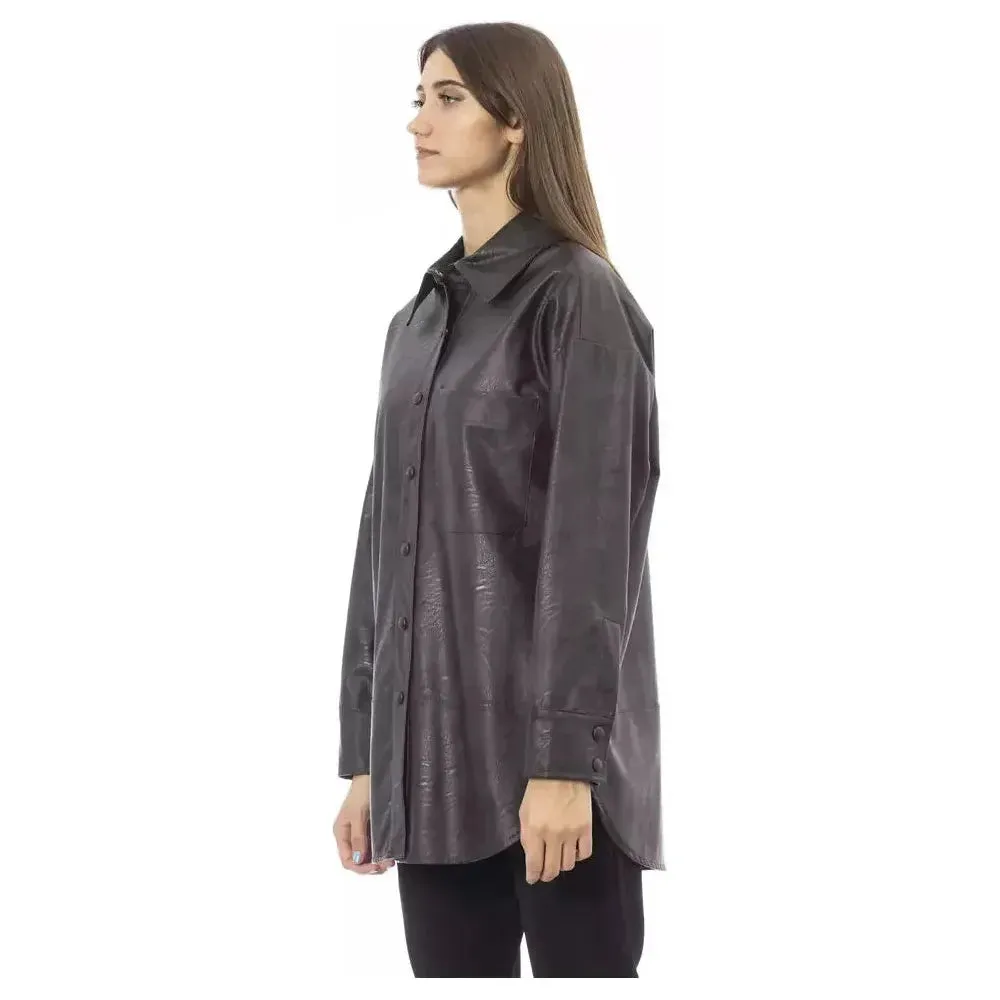 Alpha Studio Brown Polyethylene Women Shirt