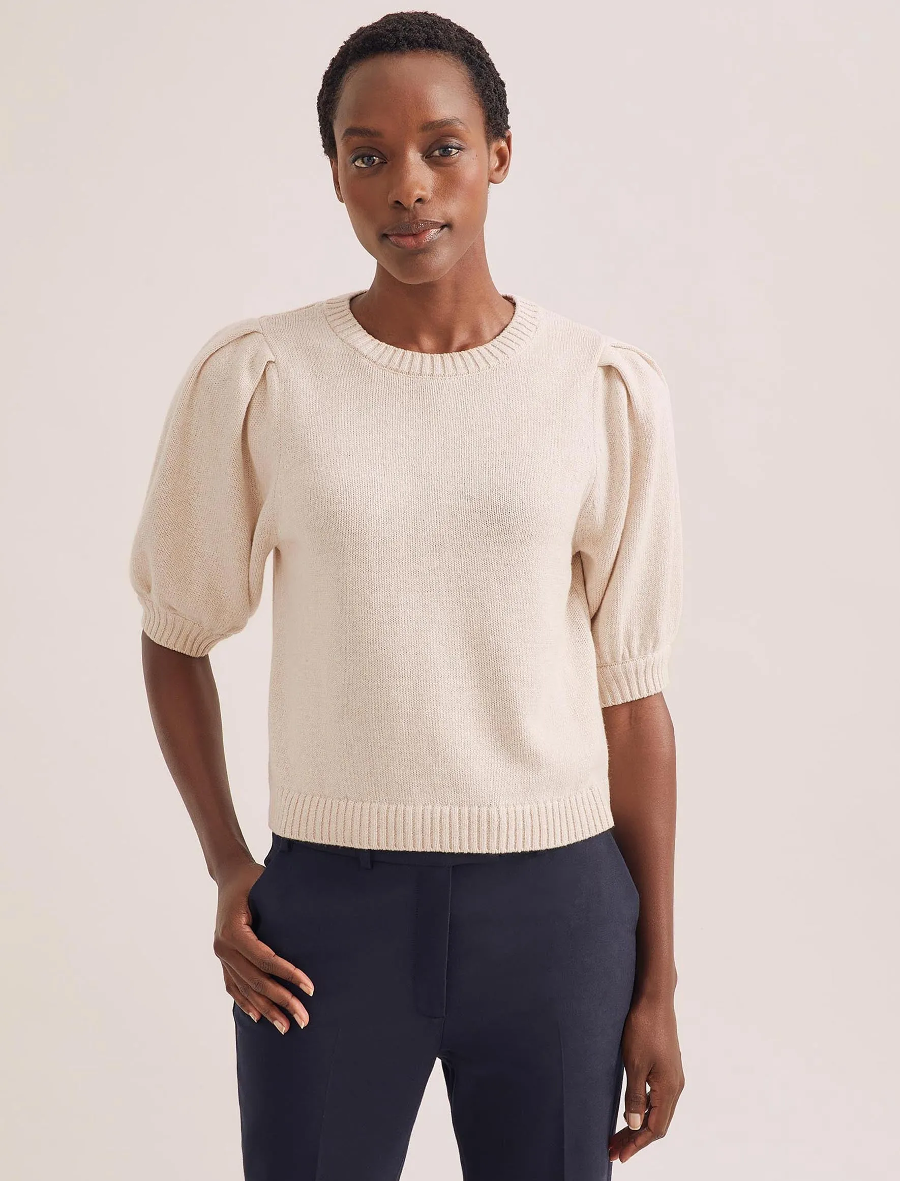 Amalie Linen Blend Jumper - Oatmeal