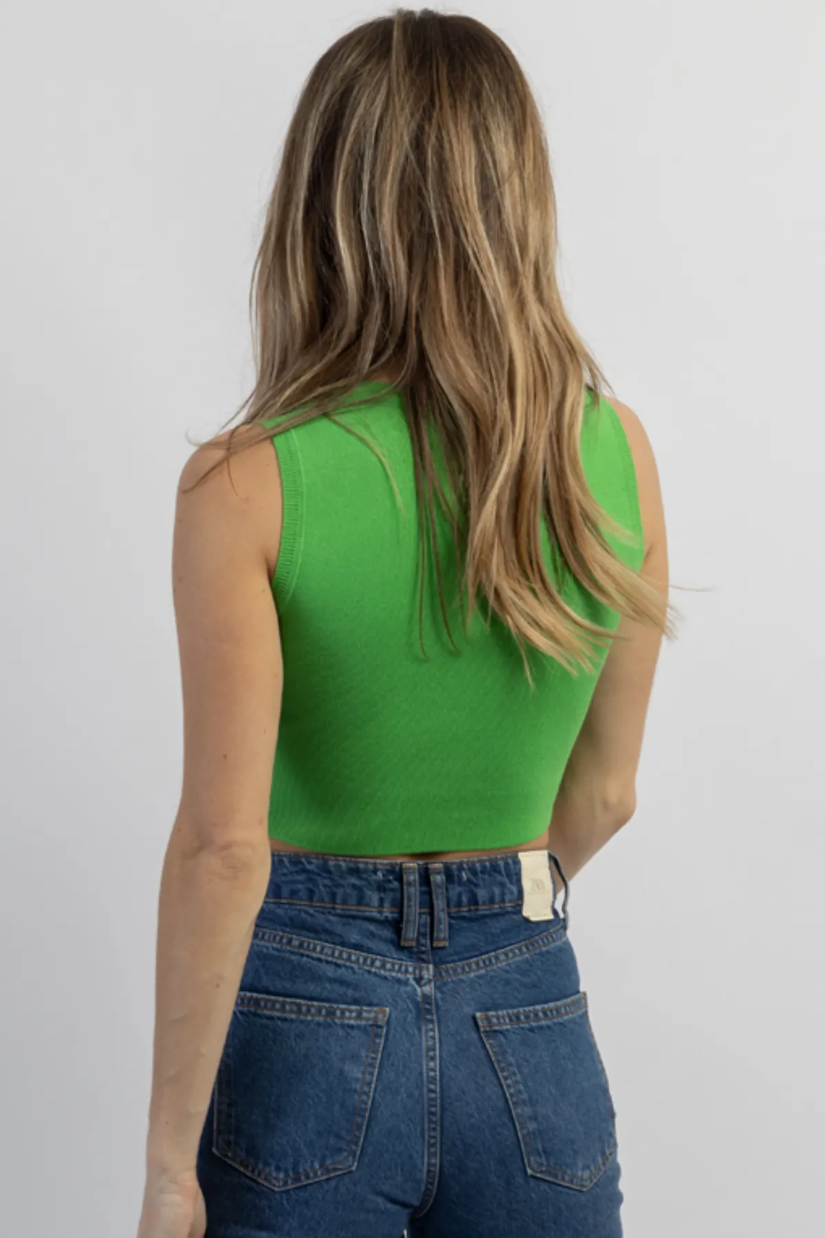 AUBREY GREEN ROUNDNECK KNIT TANK