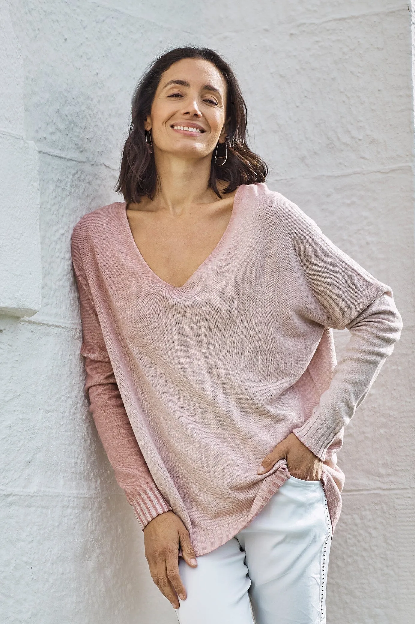 Avery V-Neck Jumper Blush