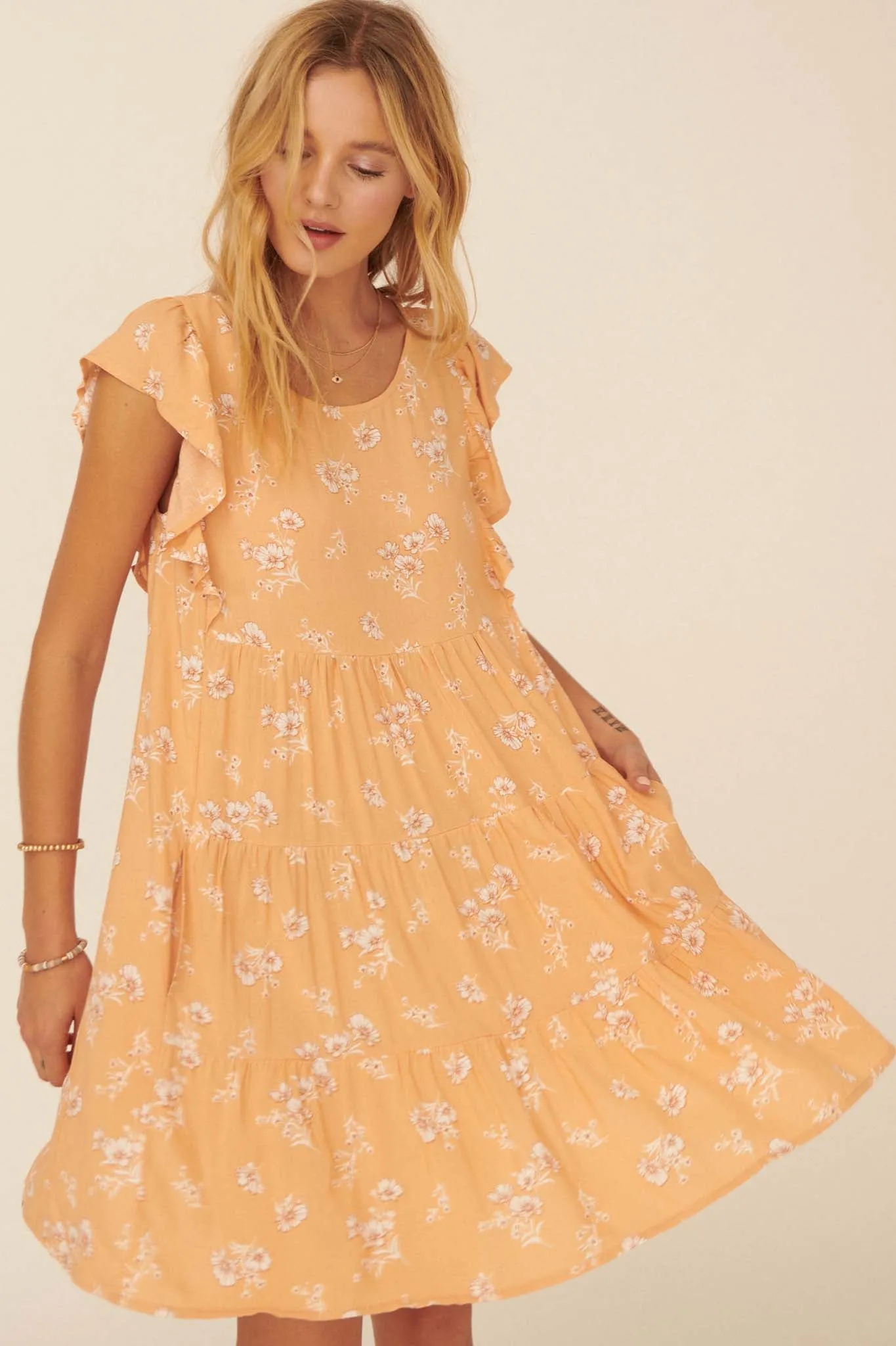 Baby's Breath Ruffled Floral Babydoll Dress