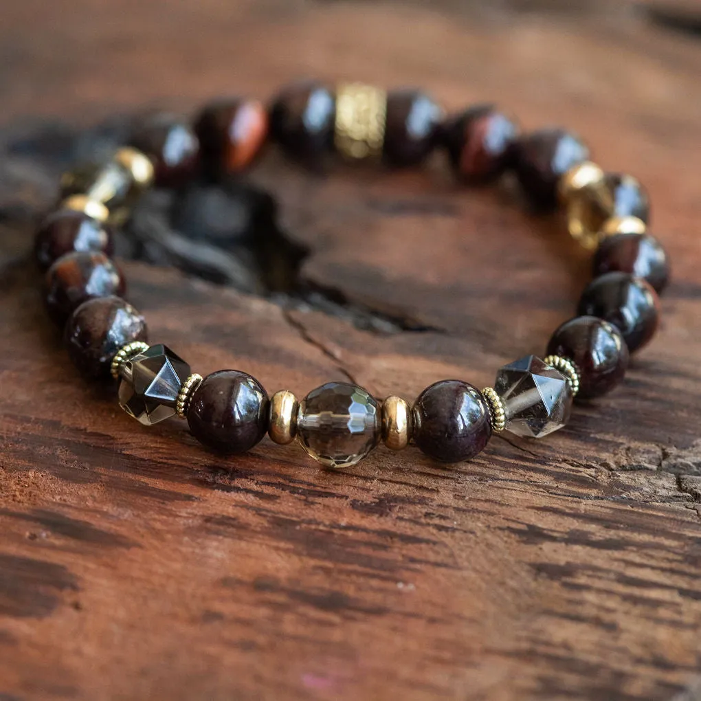 Balance and Stability: Getting to The Root with Red Garnet, Red Tiger Eye and Smoky Quartz