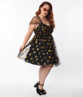 Black and Glitter Pumpkins Heart and Soul Babydoll Dress