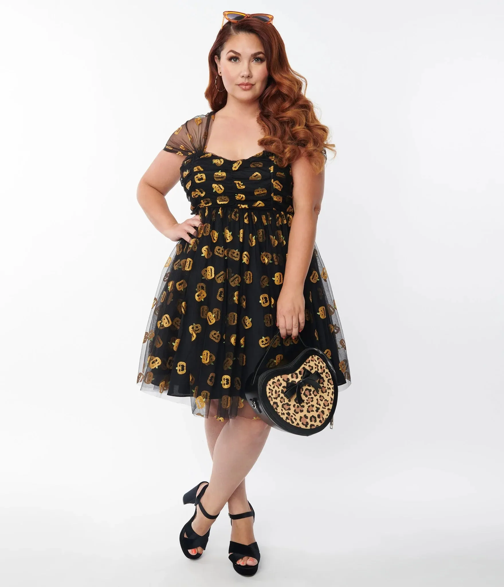 Black and Glitter Pumpkins Heart and Soul Babydoll Dress