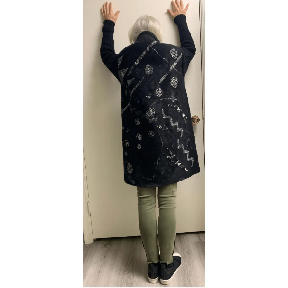 Black and White Dots Hand Felt Wool Coat