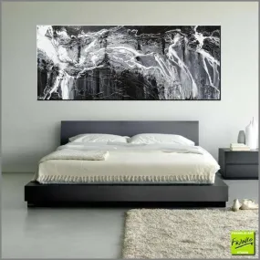 Black Woosh 200cm x 80cm Grey Black Textured Abstract Painting (SOLD)