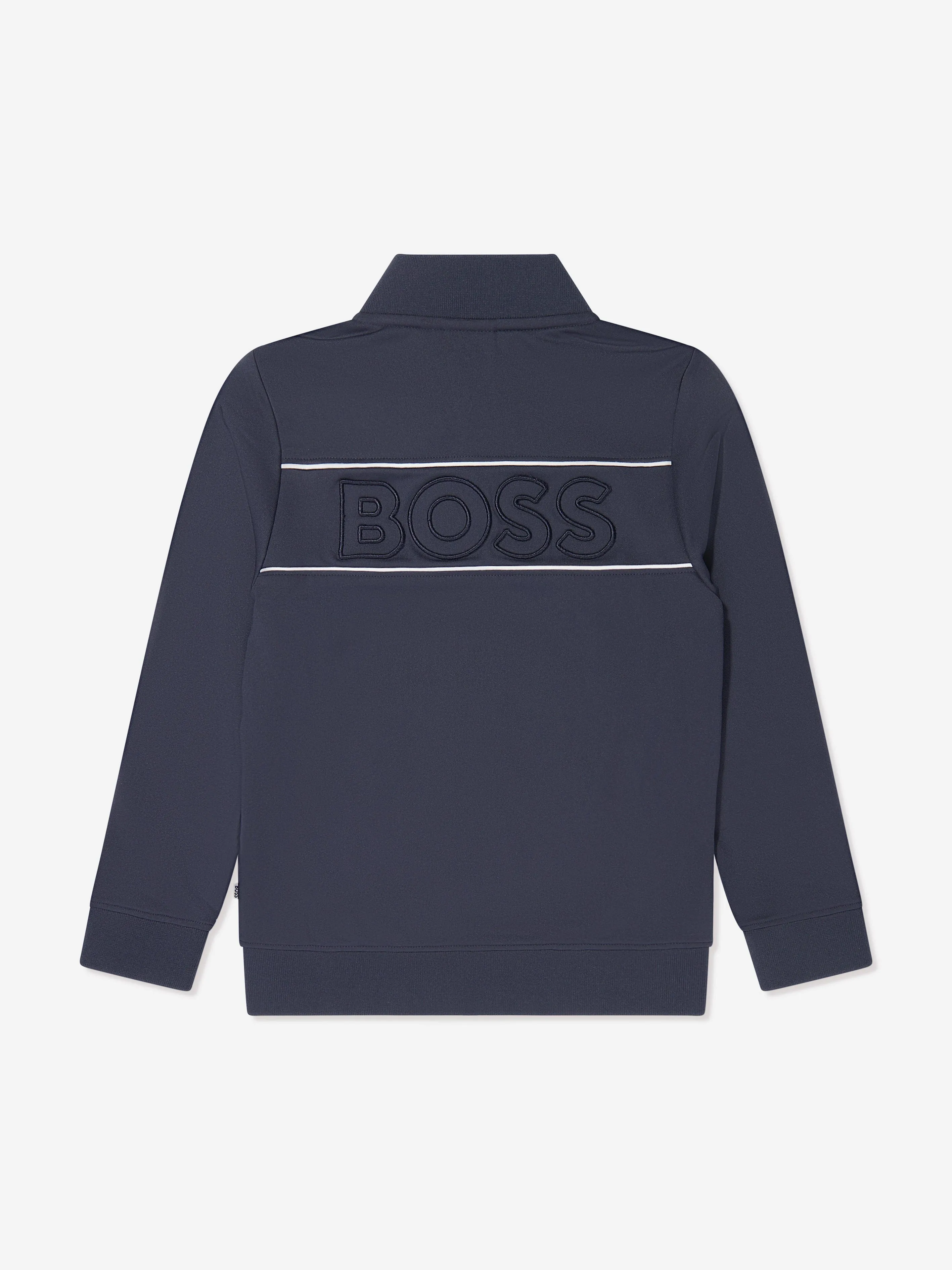 BOSS Boys Zip Up Track Jacket in Navy