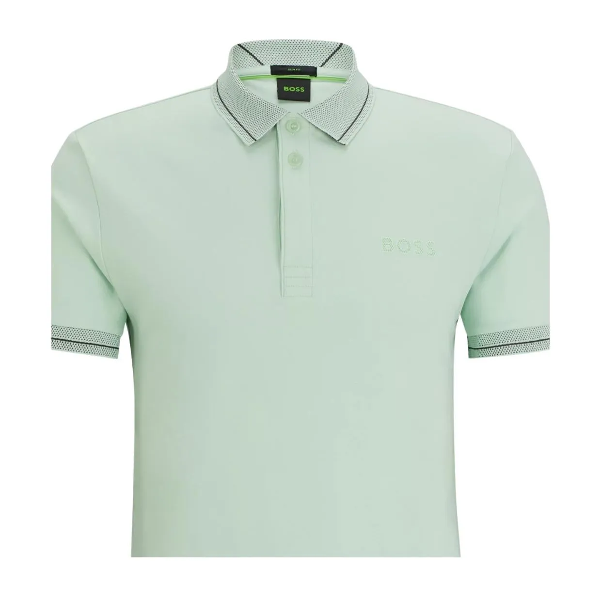 BOSS Mesh Logo Paule 1 Light Green Polo Shirt