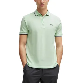 BOSS Paddy Cotton Pique Golf Shirt - Open Green