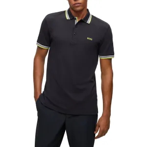 Boss Paddy Cotton Pique Polo - Charcoal/ Green