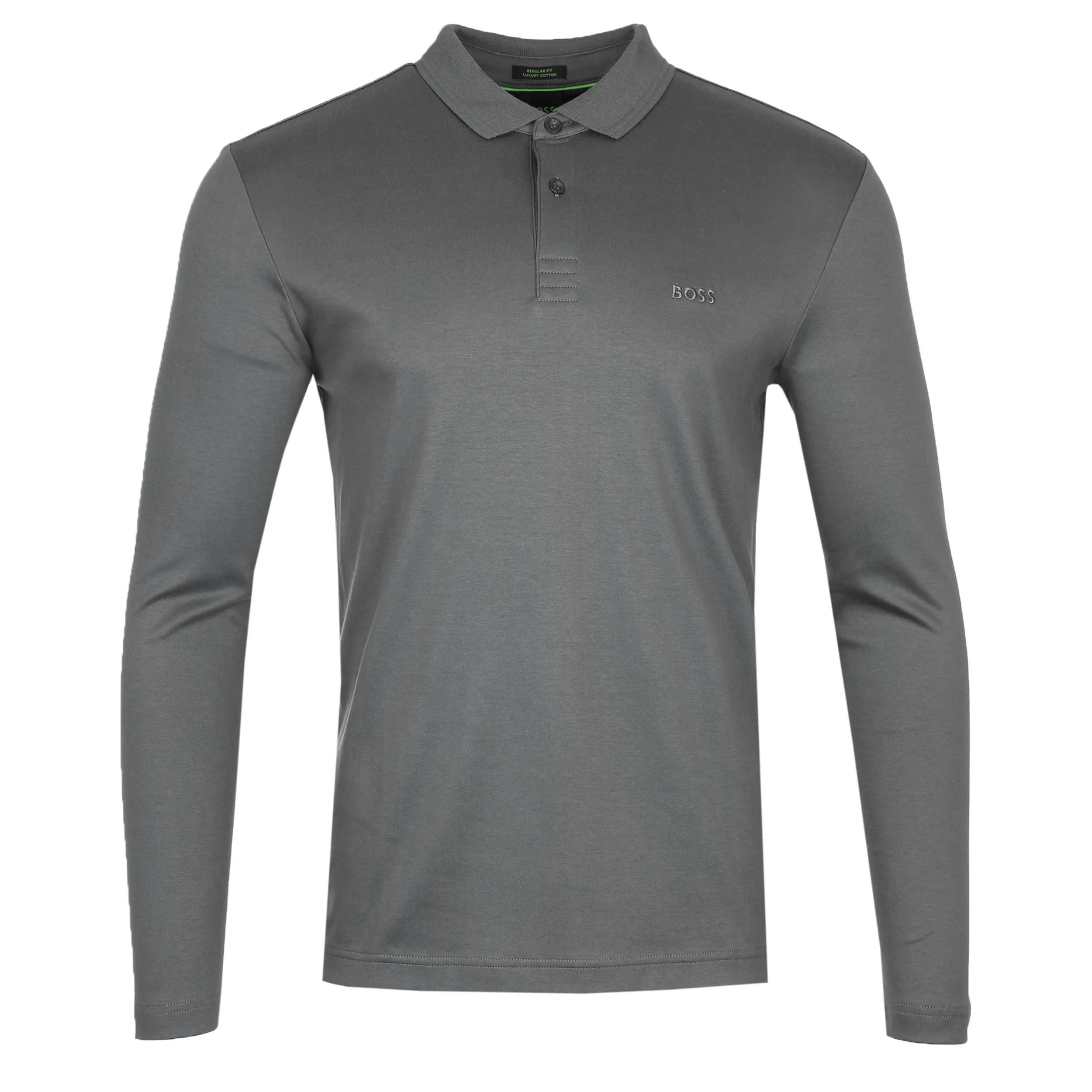 BOSS Pirol Long Sleeve Polo Shirt in Dark Grey