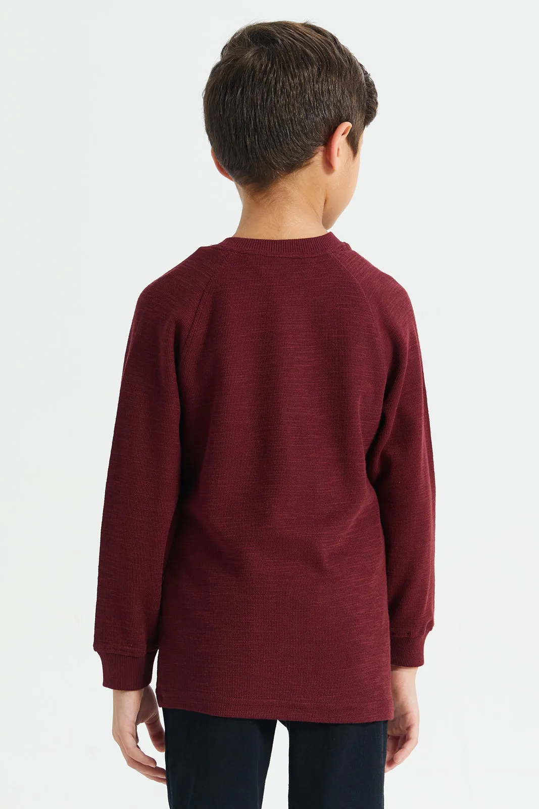 Boys Burgundy Embroidered T-Shirt