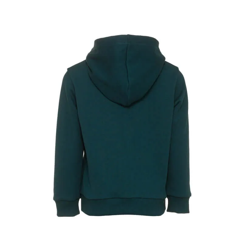 Boys Green Cotton Logo Pull Over Hoodie