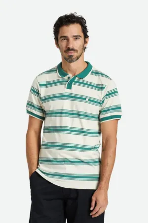 Brixton Proper Short Sleeve Polo - White Cap / Spruce