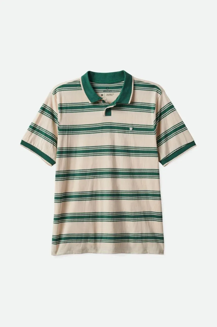 Brixton Proper Short Sleeve Polo - White Cap / Spruce