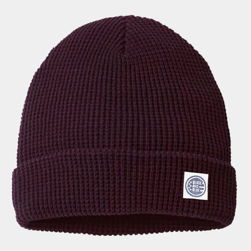 Burgundy Waffle Knitted Beanie Cap