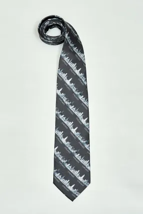 CHICAGO Skyline 100% Silk Men Tie in Dark Gray