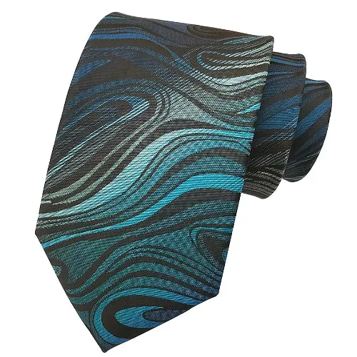 Classy Men Blue Wavy Silk Tie