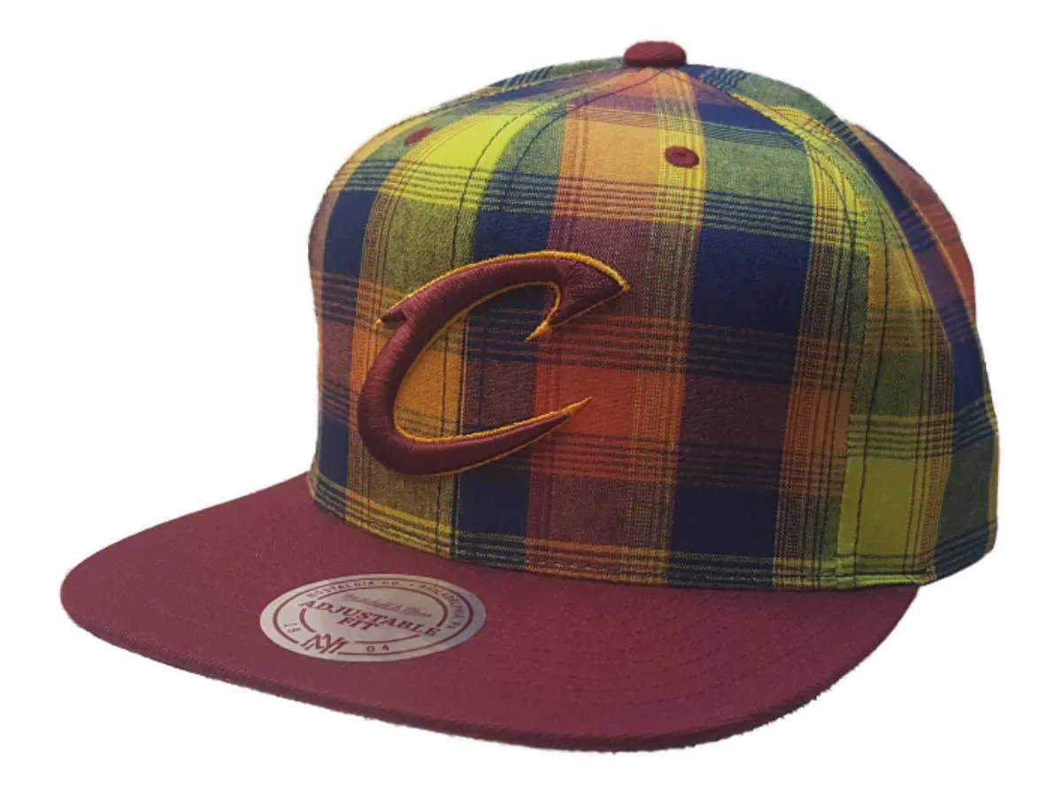 Cleveland Cavaliers Mitchell & Ness Structured Plaid Flat Bill Snapback Hat Cap