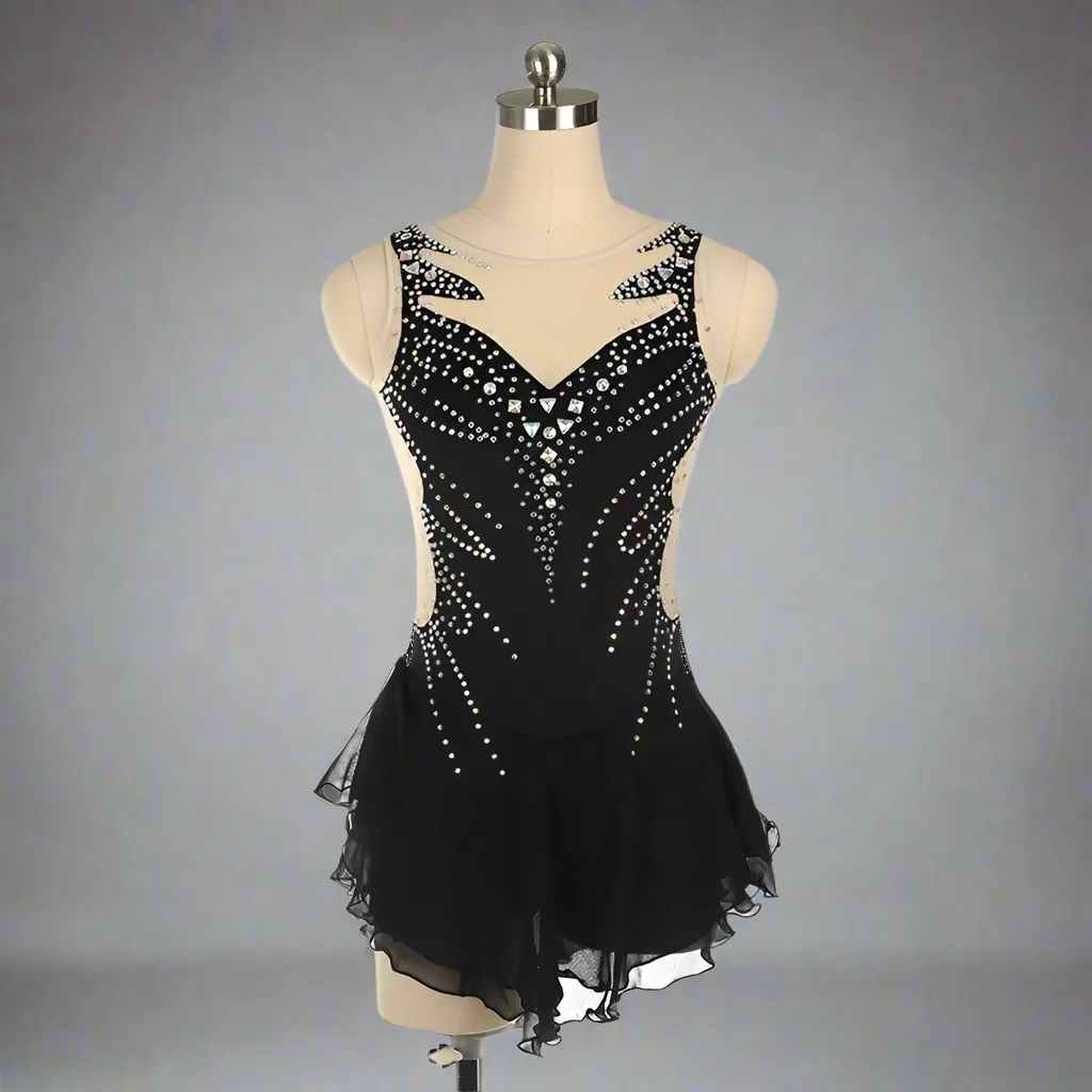 Competition Figure Skating Dress Black Cut Out BSU2682.16