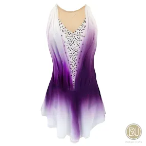 Competition Skating Dress Purple White Ombre Sleeveless