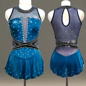 Competition Skating Dress Teal to Black BSU180824