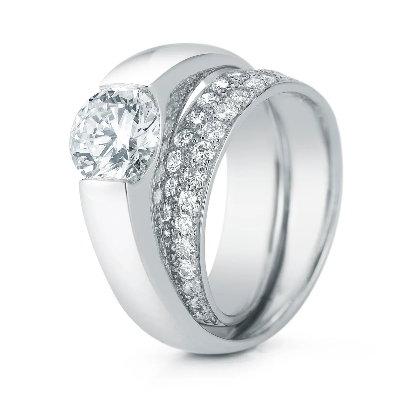 Continuum 2 CT Diamond Engagement Ring with Pave