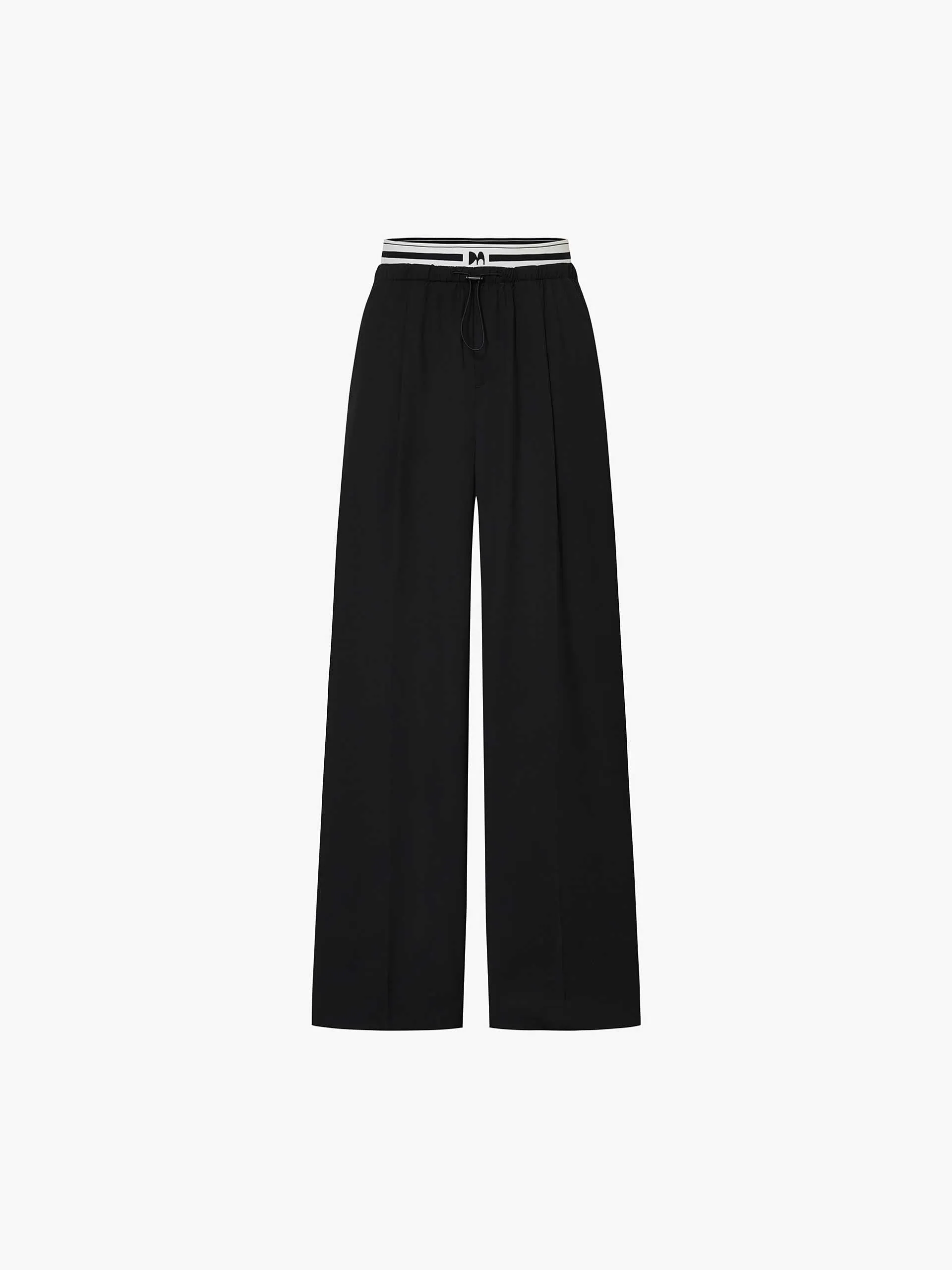 Contrast Waist Pleated Pants