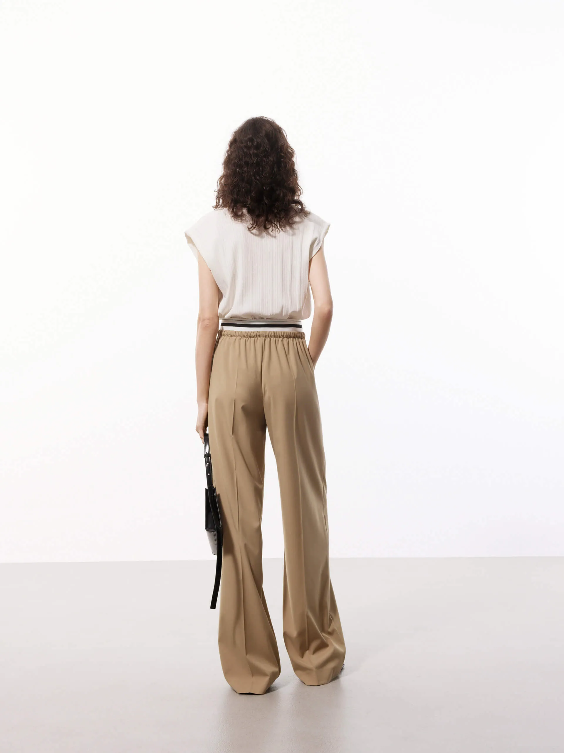 Contrast Waist Pleated Pants