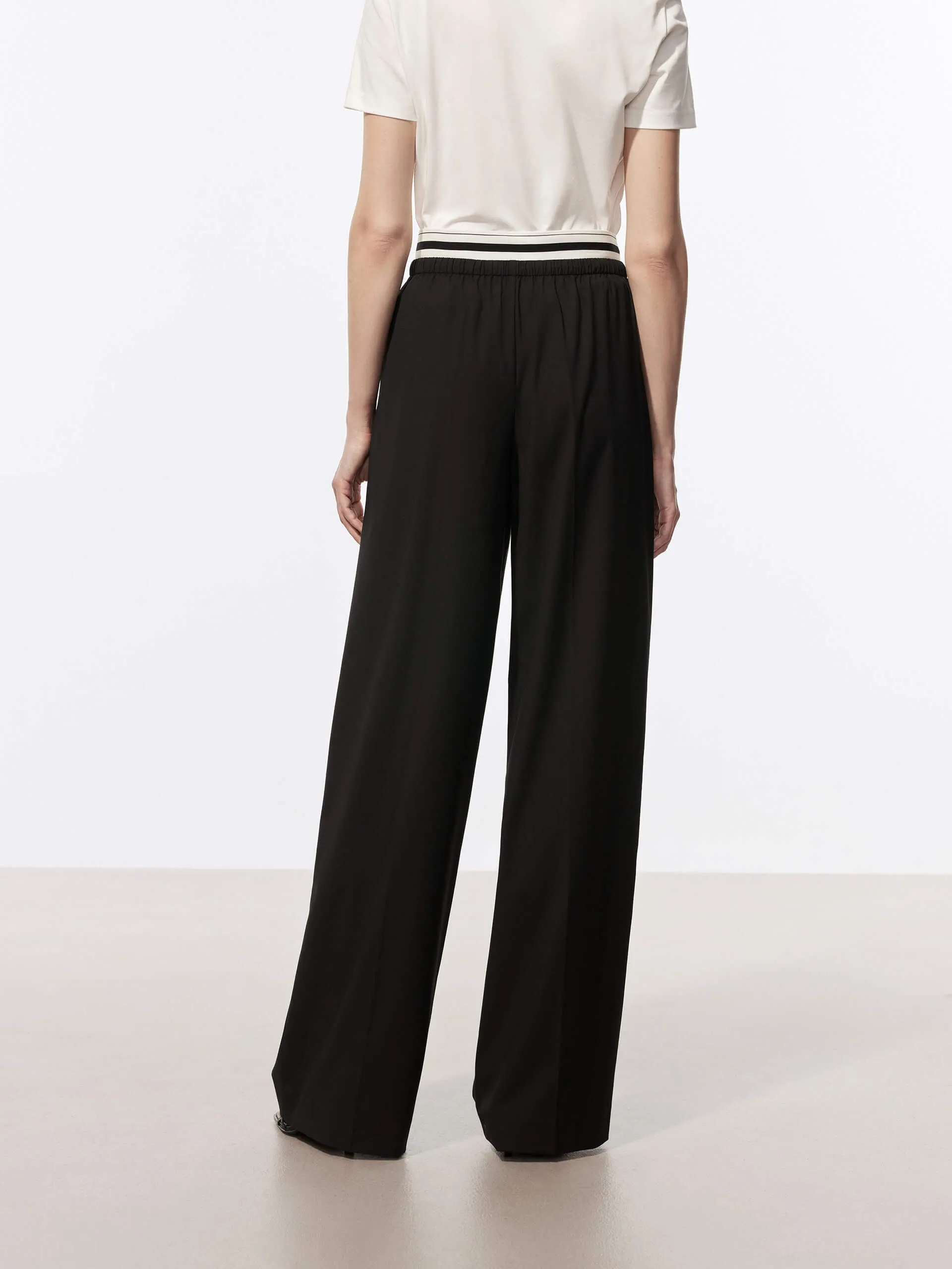 Contrast Waist Pleated Pants