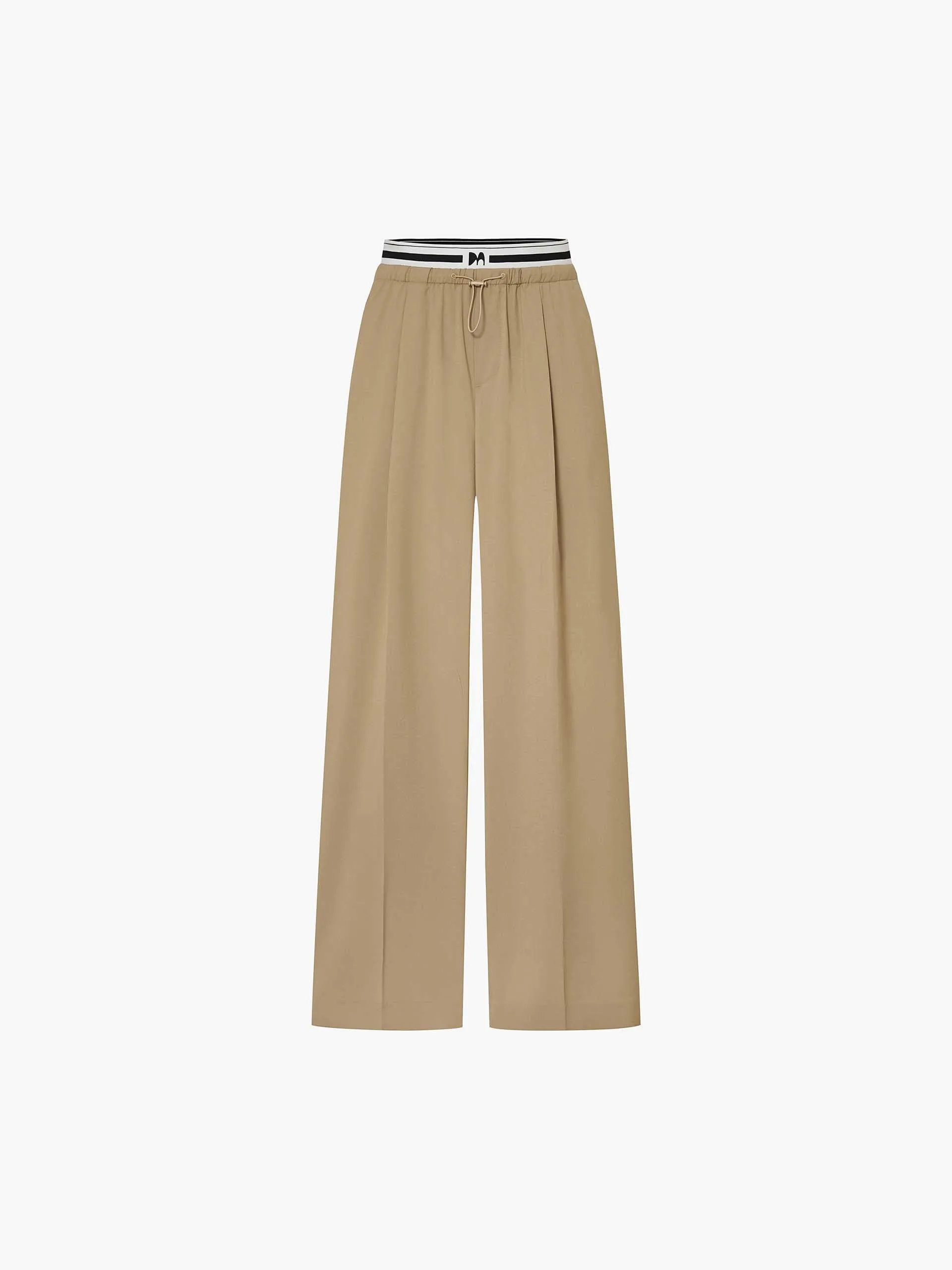 Contrast Waist Pleated Pants