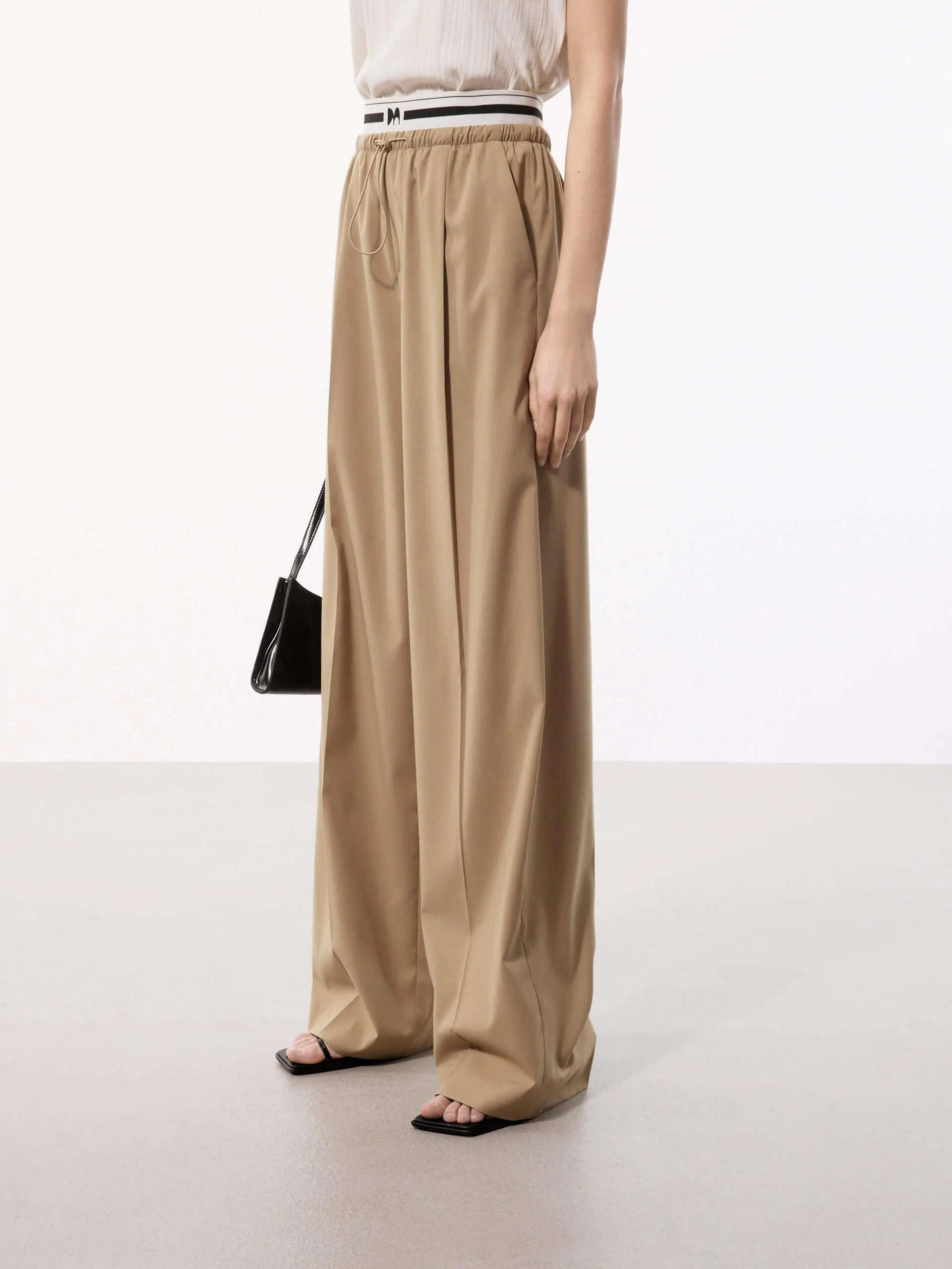 Contrast Waist Pleated Pants