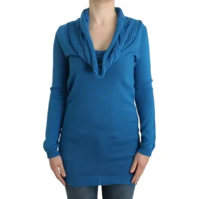 Costume National Chic Blue Scoop Neck Knit Sweater