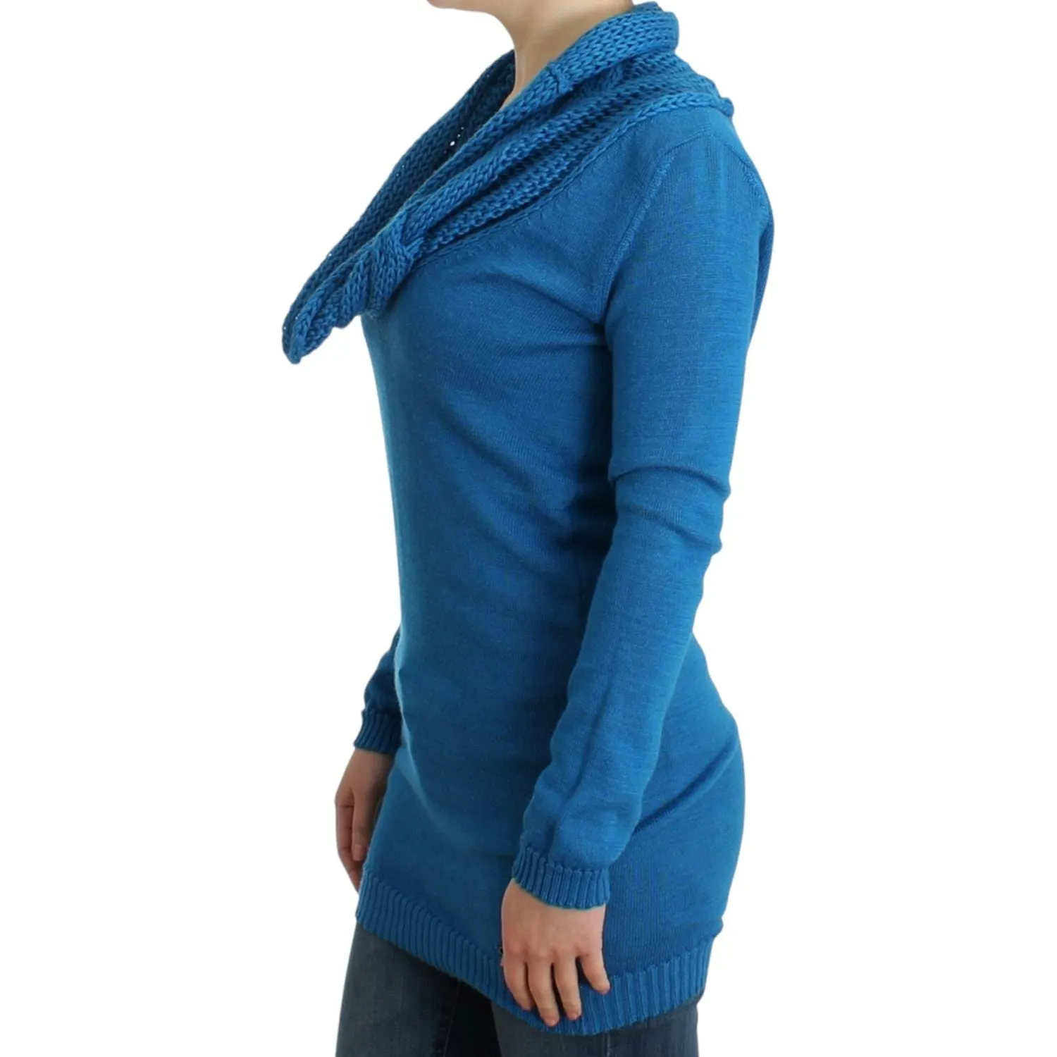 Costume National Chic Blue Scoop Neck Knit Sweater