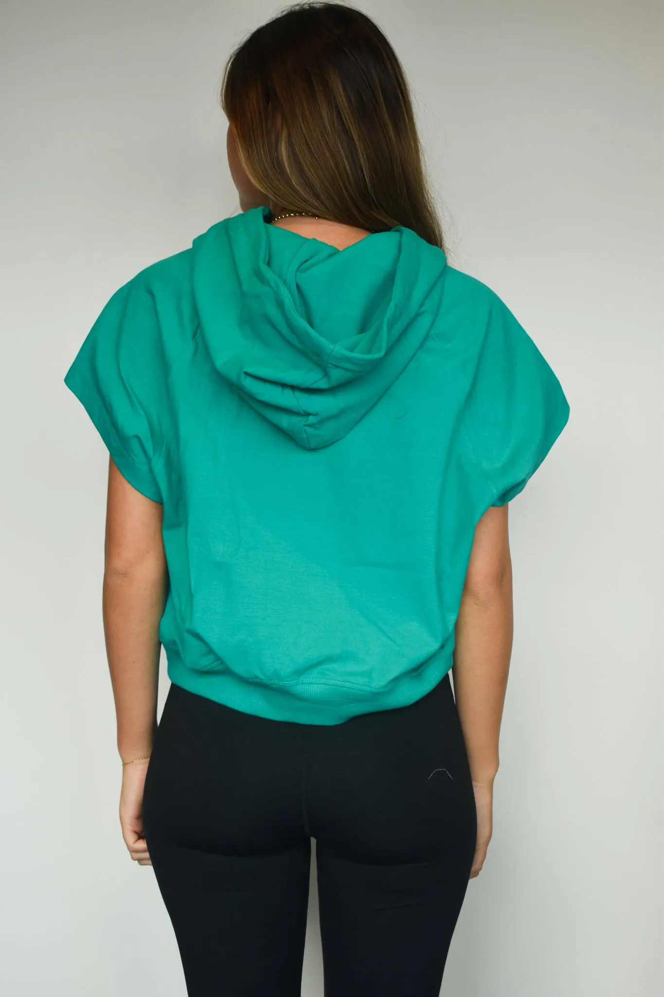 Cotton Cropped Hoodie- Kelly Green